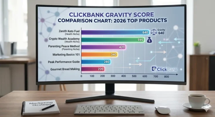 11 Best ClickBank Products to Promote in 2026 (Updated Monthly) 3 ClickBank gravity score comparison chart 2026 top products